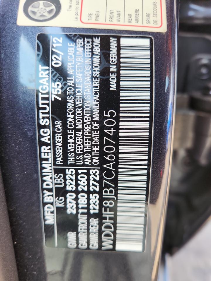 2012 Mercedes-Benz E 350 4Matic VIN: WDDHF8JB7CA607405 Lot: 63808185