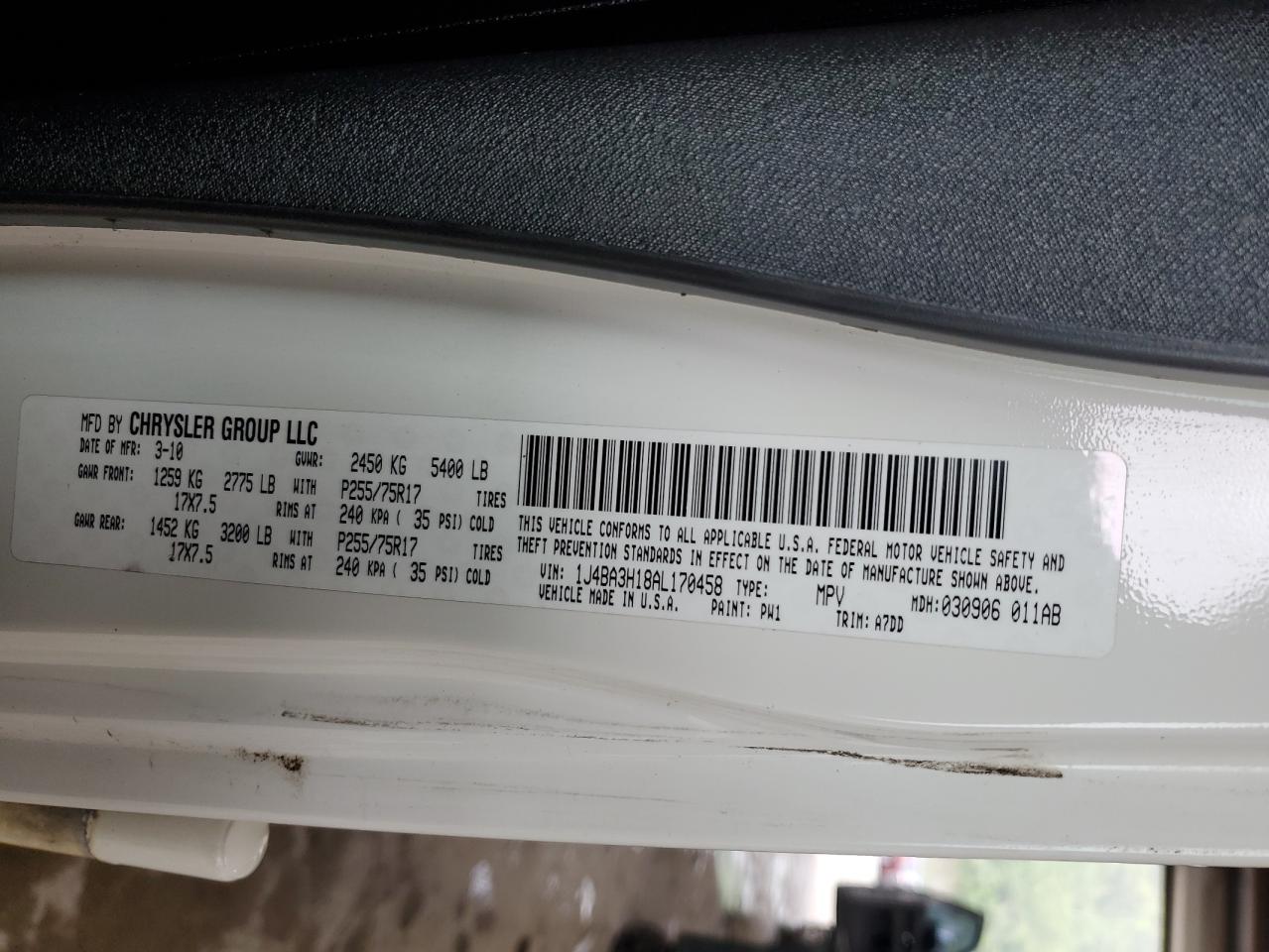 2010 Jeep Wrangler Unlimited Sport VIN: 1J4BA3H18AL170458 Lot: 64491325