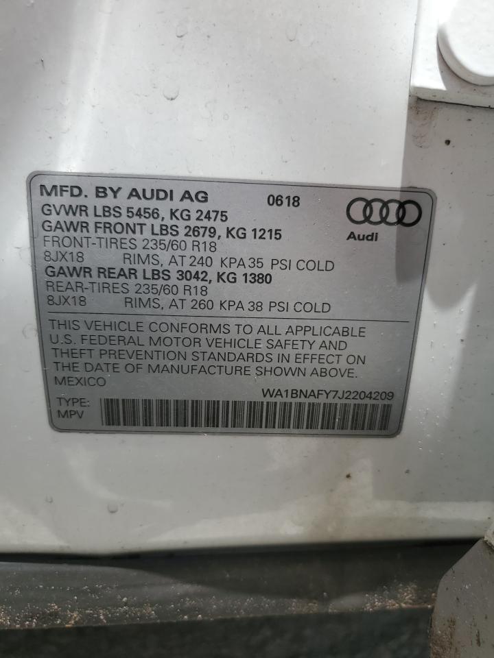 2018 Audi Q5 Premium Plus VIN: WA1BNAFY7J2204209 Lot: 64816605