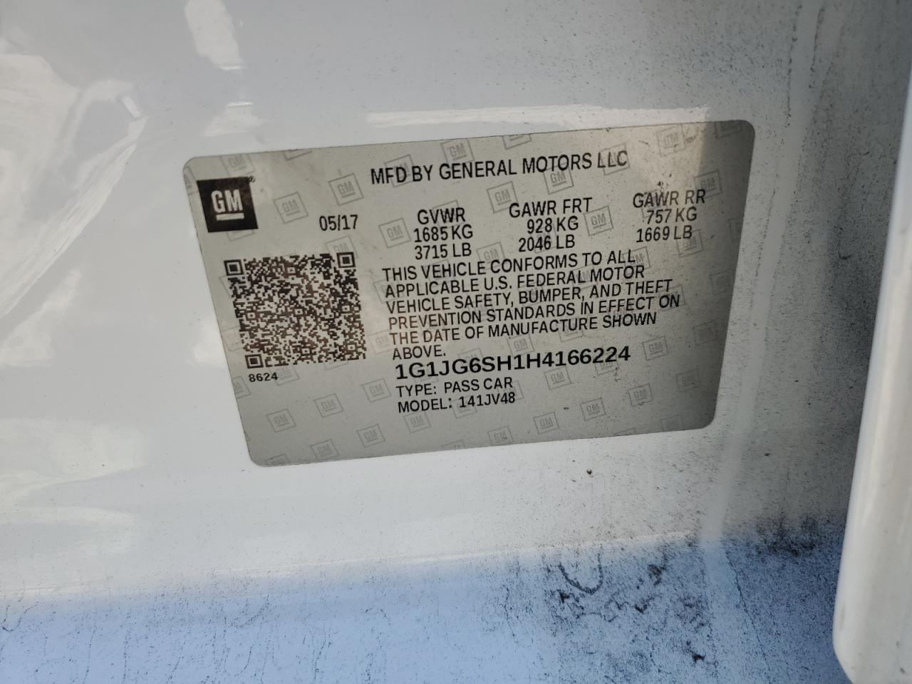 2017 Chevrolet Sonic VIN: 1G1JG6SH1H4166224 Lot: 65697505