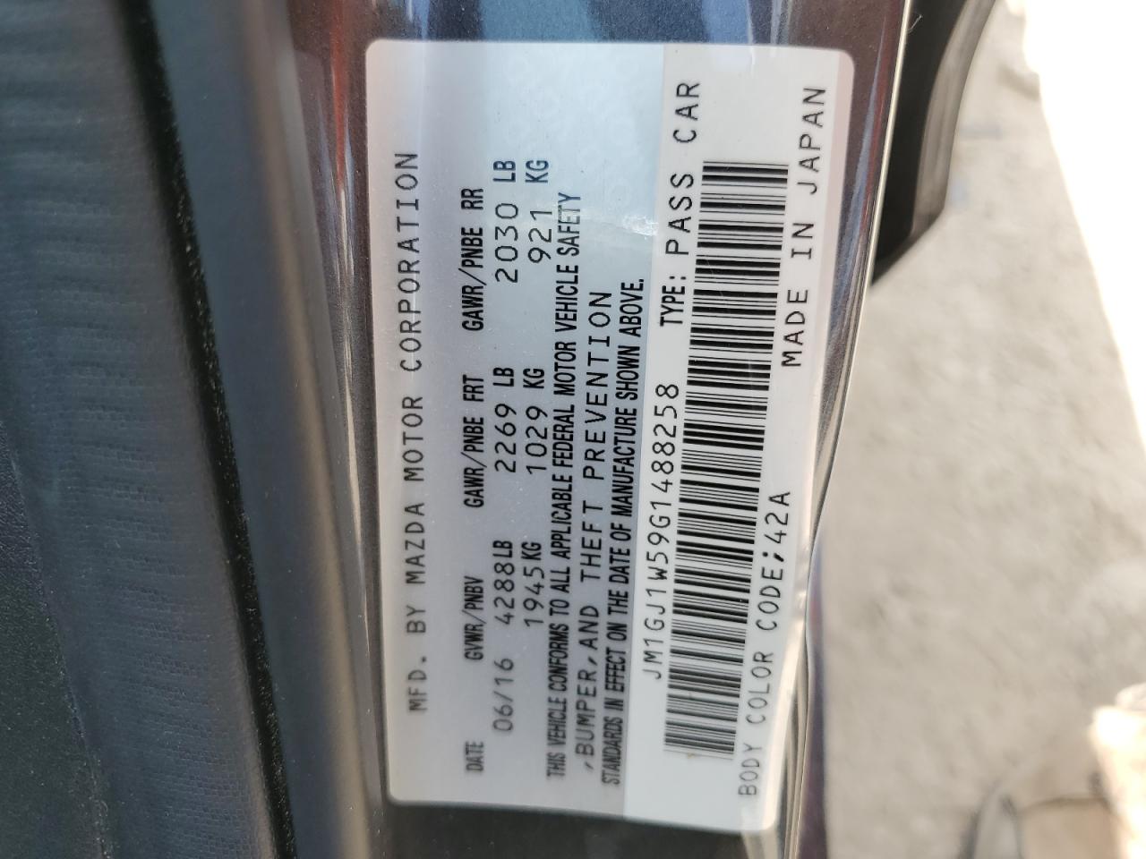 2016 Mazda 6 Grand Touring VIN: JM1GJ1W59G1488258 Lot: 64401045
