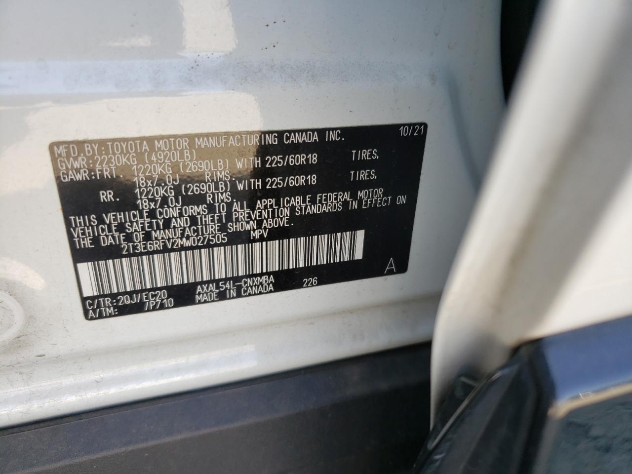 2021 Toyota Rav4 Xse VIN: 2T3E6RFV2MW027505 Lot: 63230635