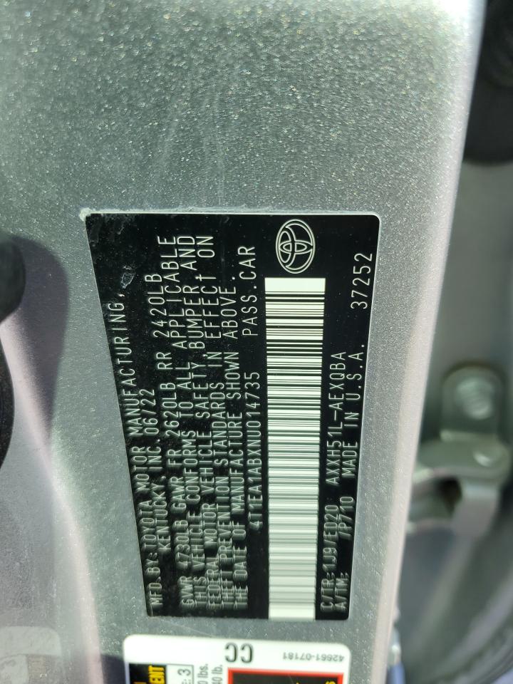 2022 Toyota Avalon Night Shade VIN: 4T1EA1ABXNU014735 Lot: 67112115