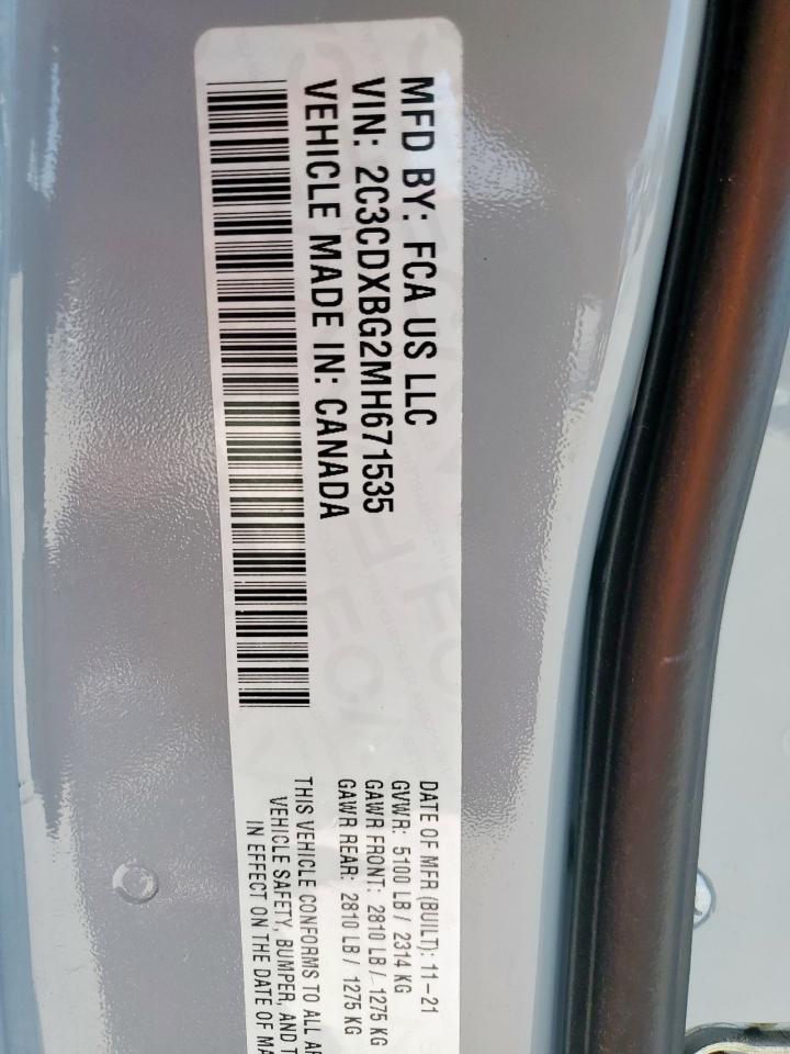 2021 Dodge Charger Sxt VIN: 2C3CDXBG2MH671535 Lot: 65338815