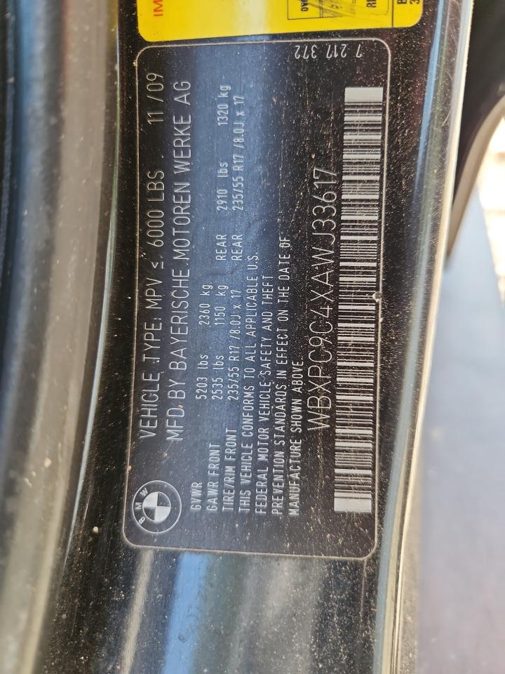 2010 BMW X3 xDrive30I VIN: WBXPC9C4XAWJ33617 Lot: 64320345
