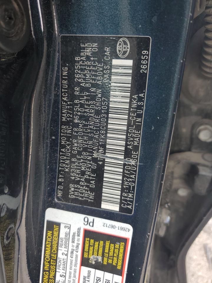 2012 Toyota Camry Base VIN: 4T1BF1FK8CU031057 Lot: 64685845