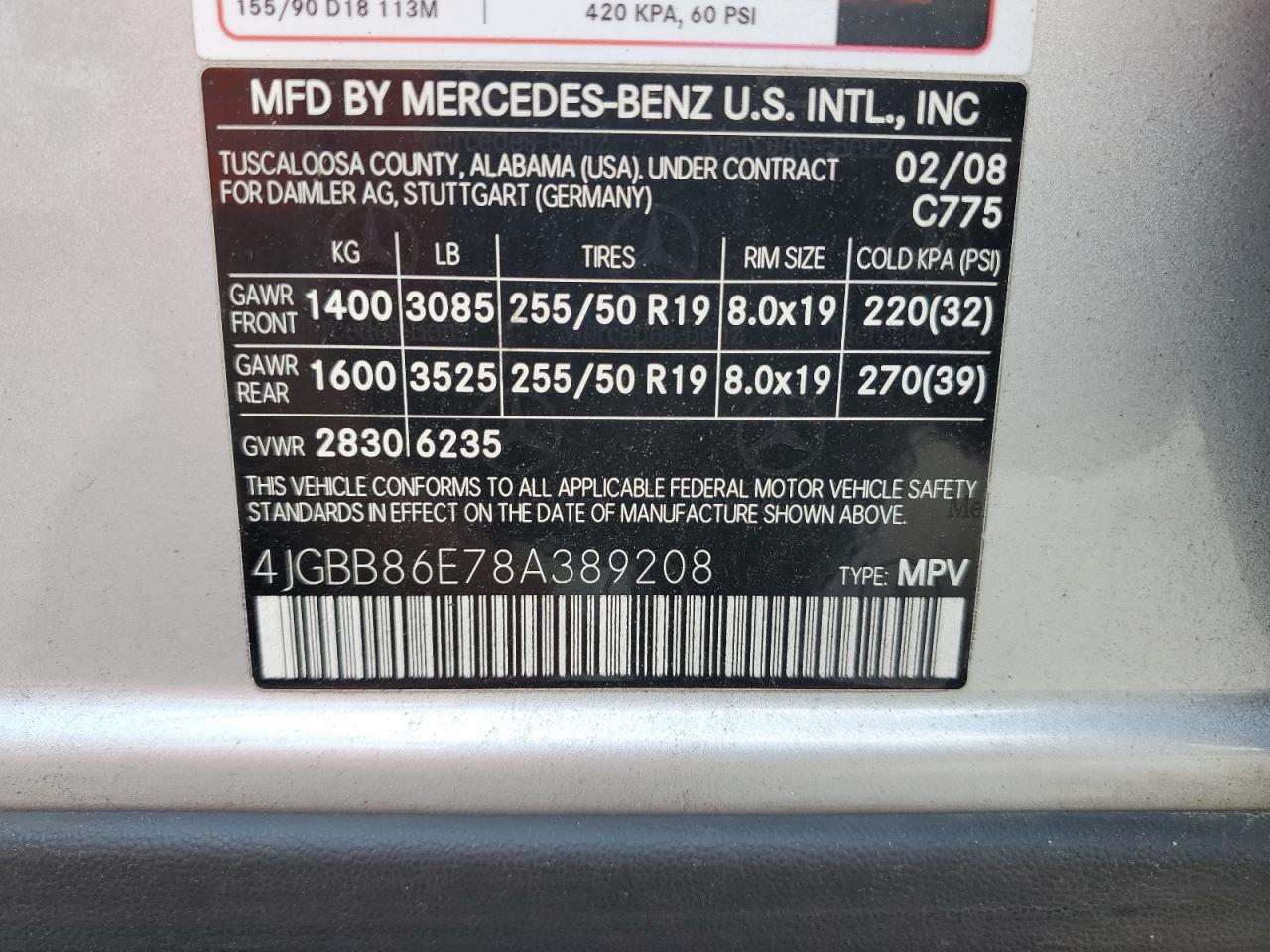 2008 Mercedes-Benz Ml 350 VIN: 4JGBB86E78A389208 Lot: 64108575