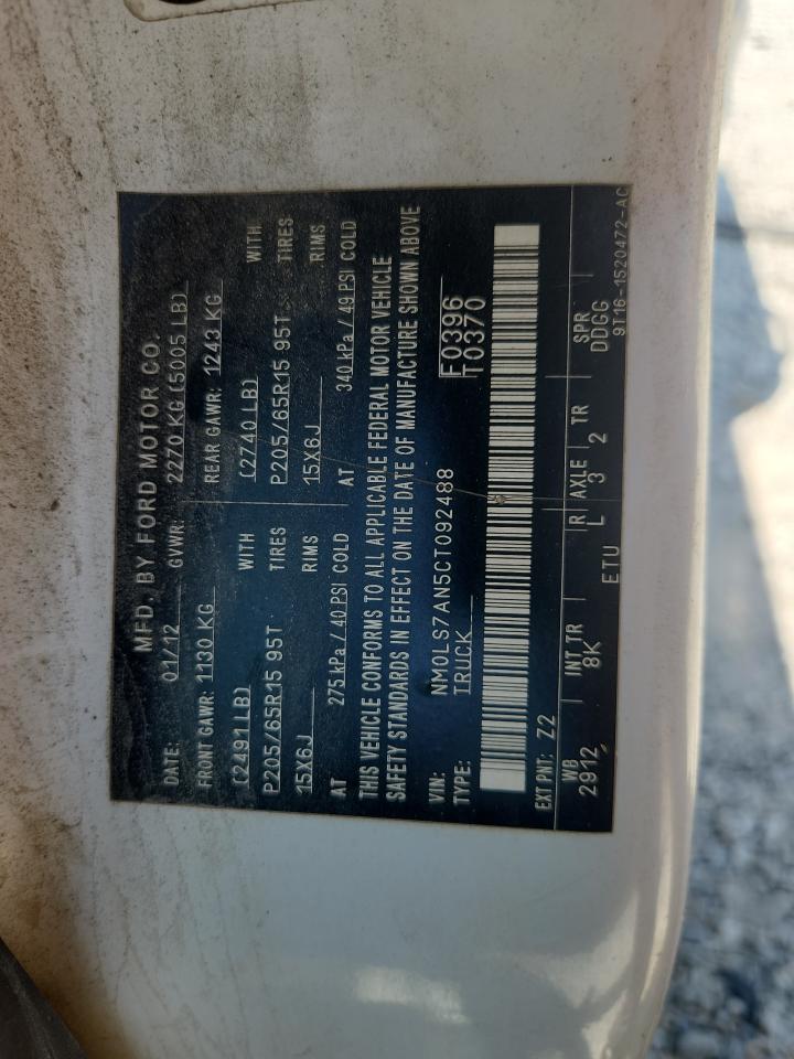 2012 Ford Transit Connect Xl VIN: NM0LS7AN5CT092488 Lot: 64180305