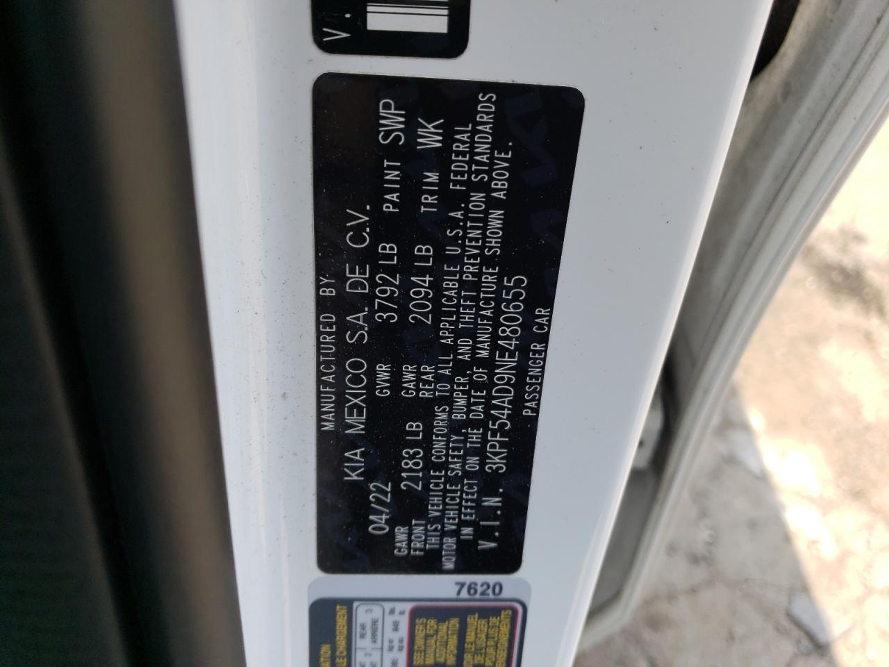 2022 Kia Forte Gt Line VIN: 3KPF54AD9NE480655 Lot: 64575125