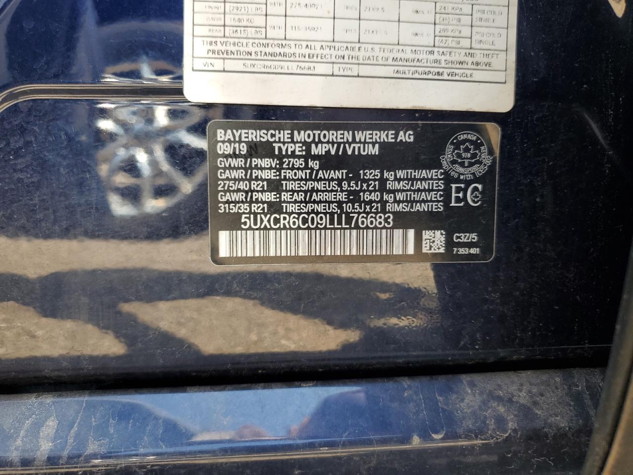 2020 BMW X5 xDrive40I VIN: 5UXCR6C09LLL76683 Lot: 61429825