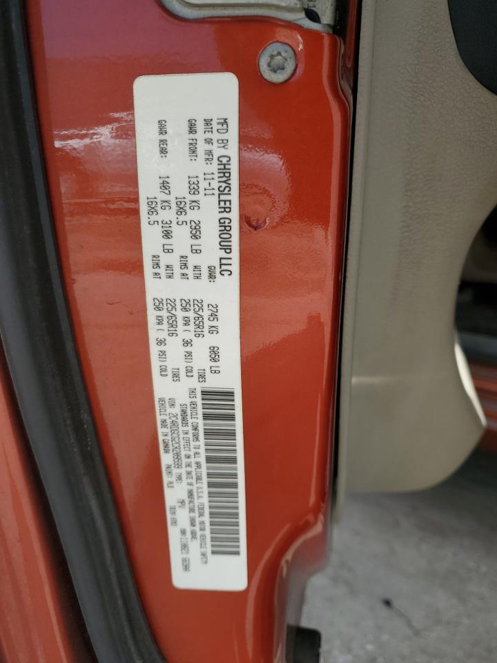 2012 Dodge Grand Caravan Sxt VIN: 2C4RDGCG2CR209599 Lot: 64774195