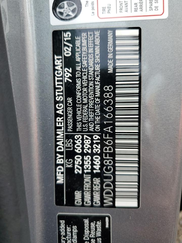 2015 Mercedes-Benz S 550 4Matic VIN: WDDUG8FB6FA166388 Lot: 63992325