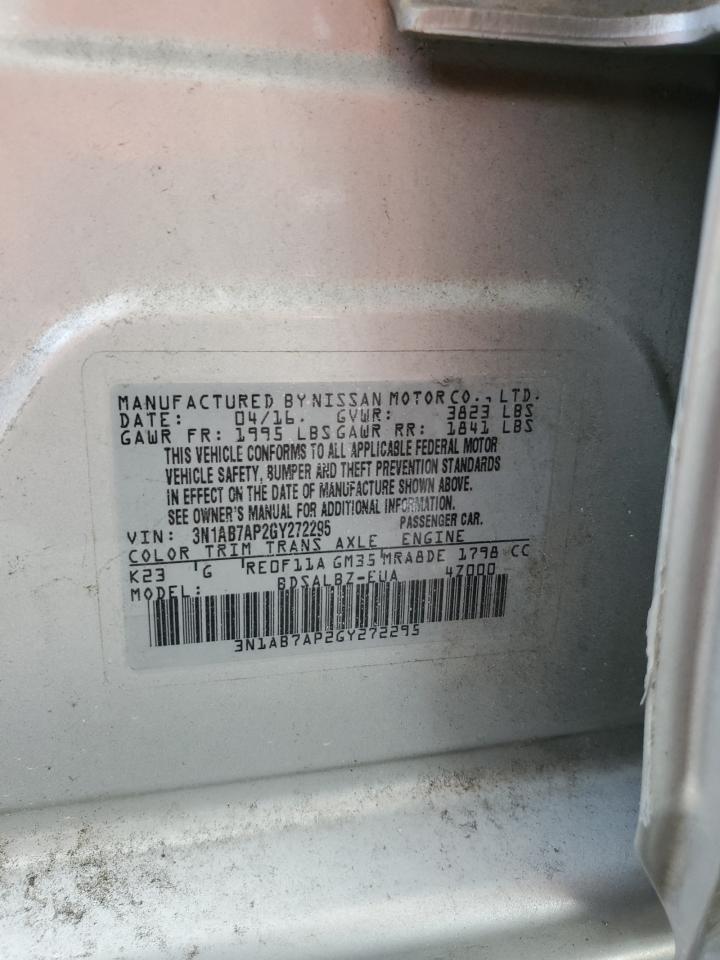 2016 Nissan Sentra S VIN: 3N1AB7AP2GY272295 Lot: 64552655