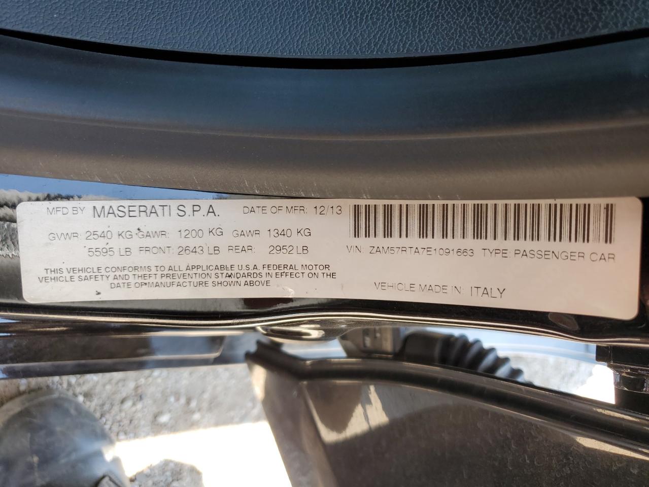 zam57rta7e1091663 ZAM57RTA7E1091663 2014 Maserati Ghibli S