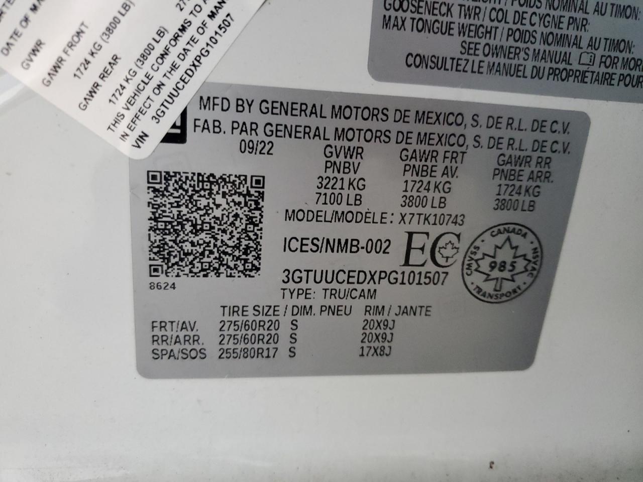 2023 GMC Sierra K1500 Elevation VIN: 3GTUUCEDXPG101507 Lot: 65441845