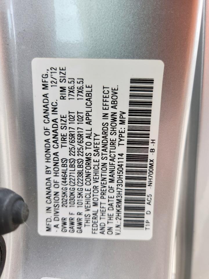 2013 Honda Cr-V Exl VIN: 2HKRM3H73DH504114 Lot: 65037085