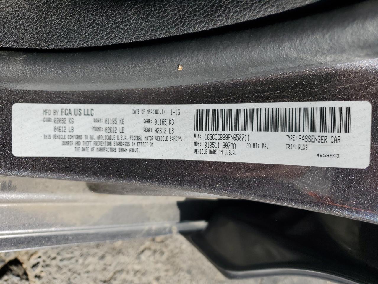 2015 Chrysler 200 S VIN: 1C3CCCBB9FN650711 Lot: 66217955