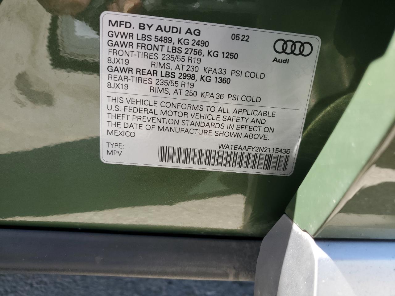 2022 Audi Q5 Premium Plus 45 VIN: WA1EAAFY2N2115436 Lot: 63679135