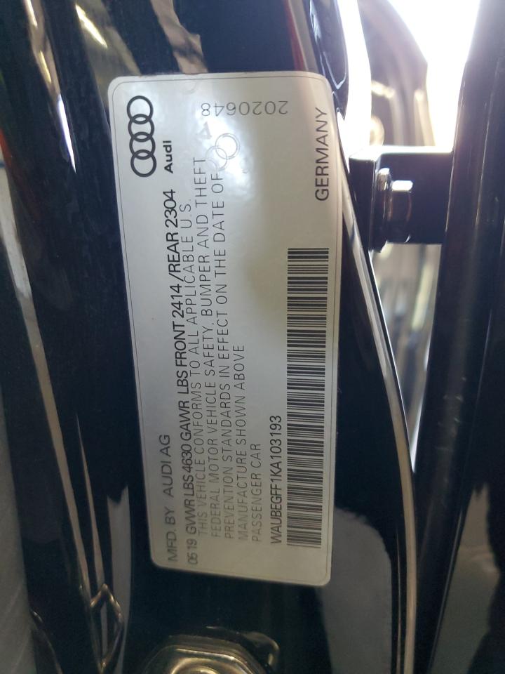 2019 Audi A3 Premium VIN: WAUBEGFF1KA103193 Lot: 63943135