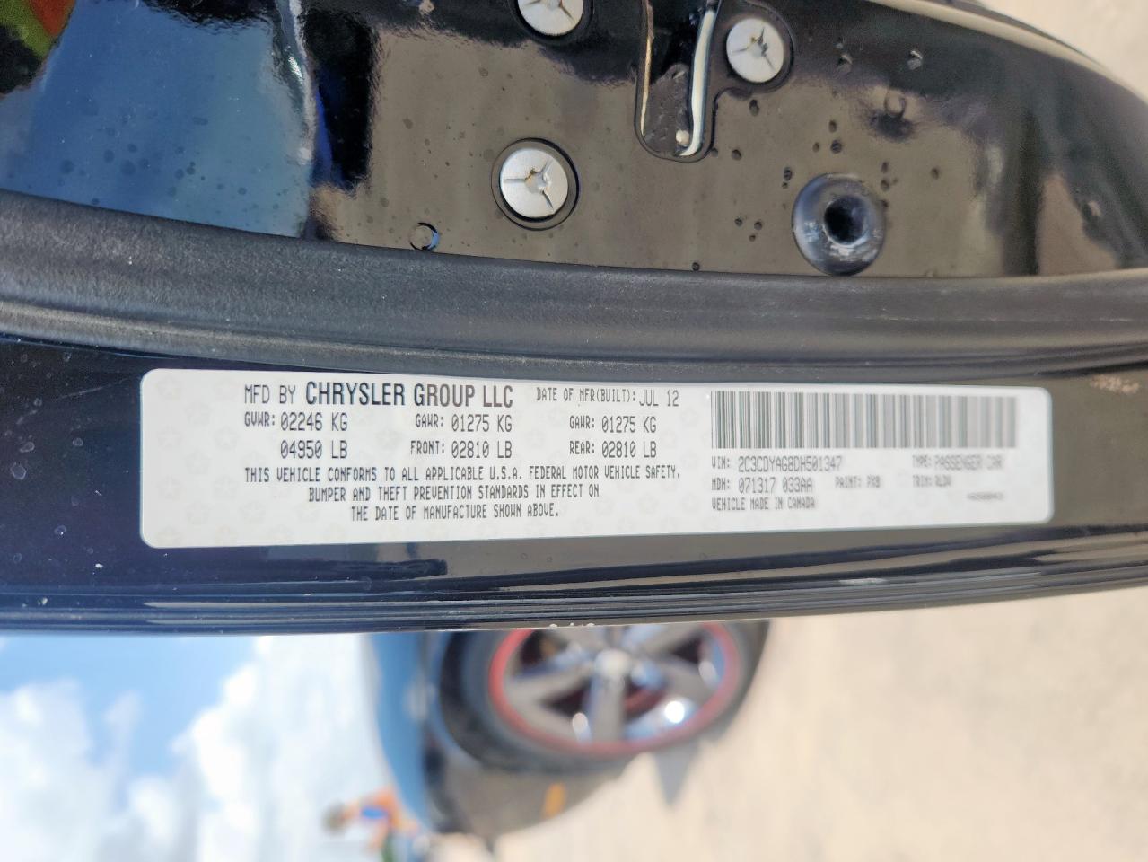 2013 Dodge Challenger Sxt VIN: 2C3CDYAG8DH501347 Lot: 65159265