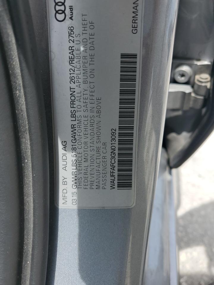 2016 Audi A6 Premium VIN: WAUFFAFC3GN013092 Lot: 63565685