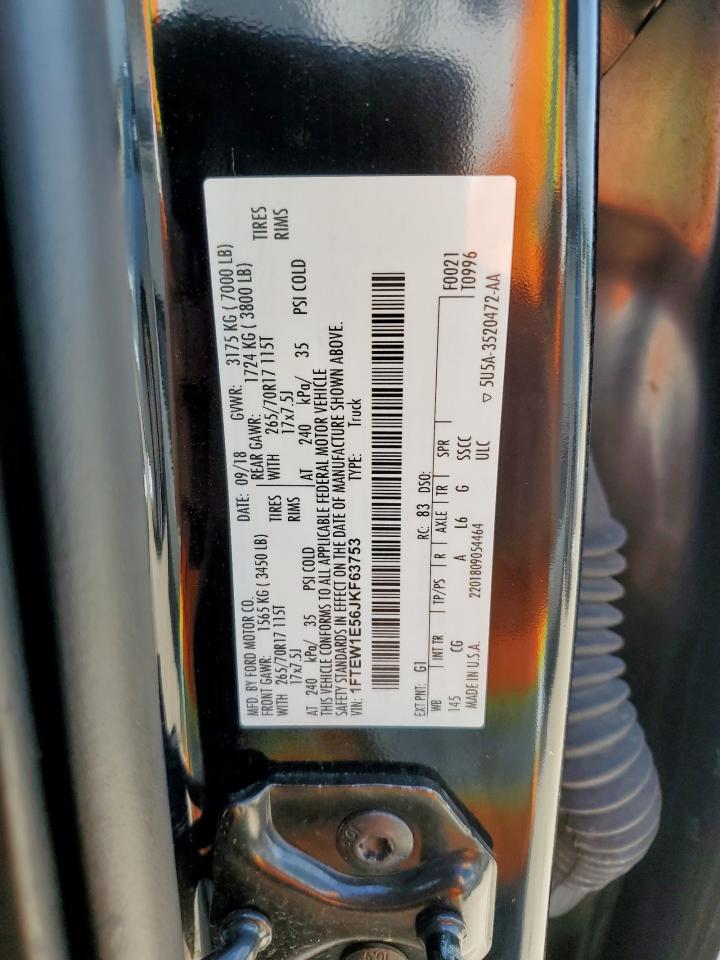 2018 Ford F150 Supercrew VIN: 1FTEW1E56JKF63753 Lot: 87196515