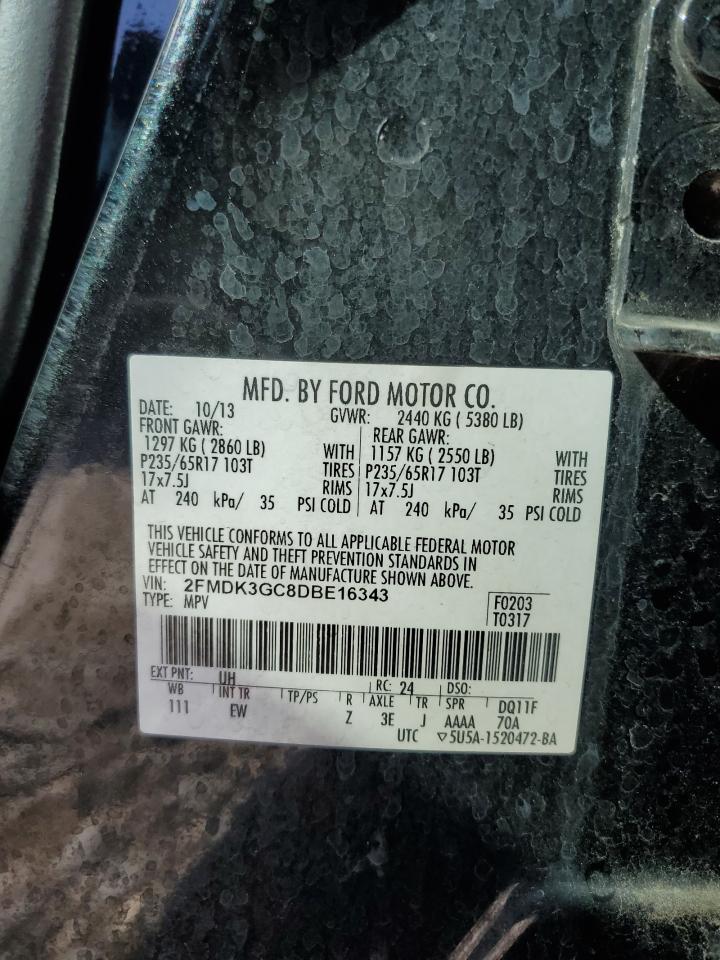 2013 Ford Edge Se VIN: 2FMDK3GC8DBE16343 Lot: 65129805