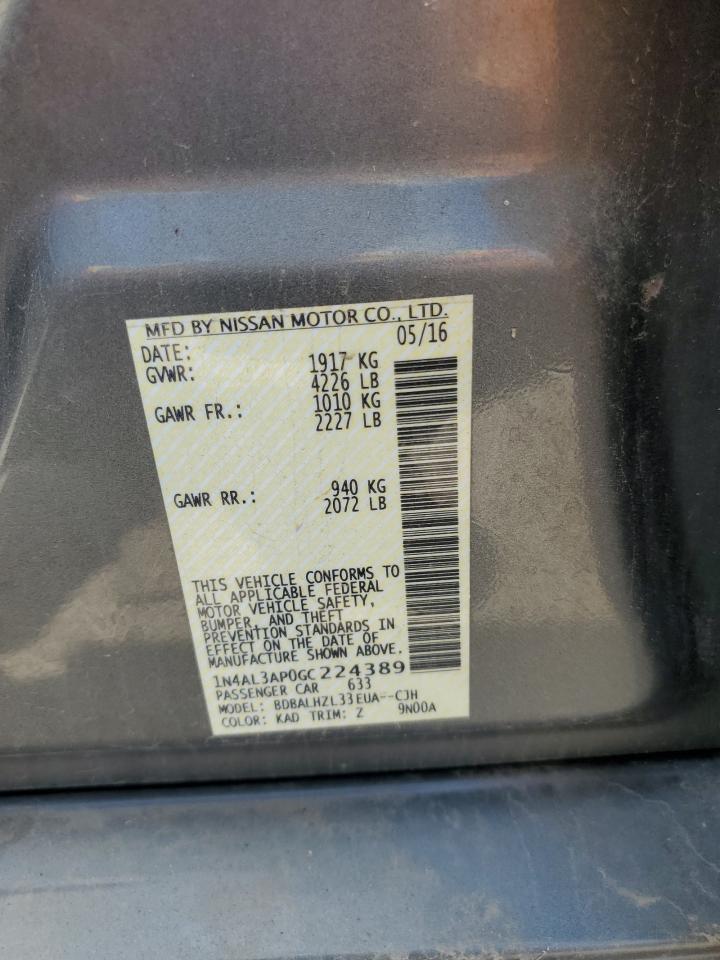 2016 Nissan Altima 2.5 VIN: 1N4AL3AP0GC224389 Lot: 65168345