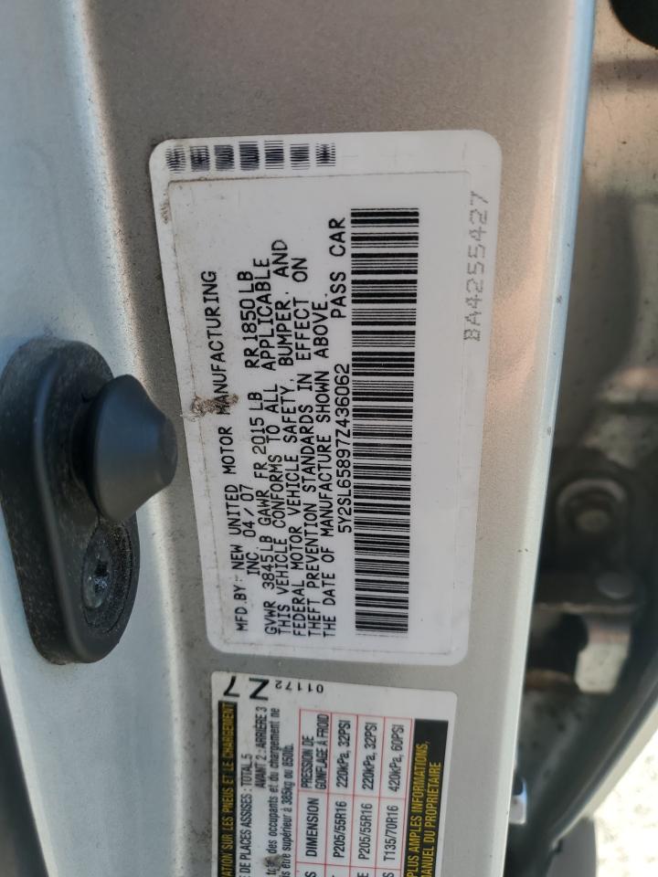 2007 Pontiac Vibe VIN: 5Y2SL65897Z436062 Lot: 63018365
