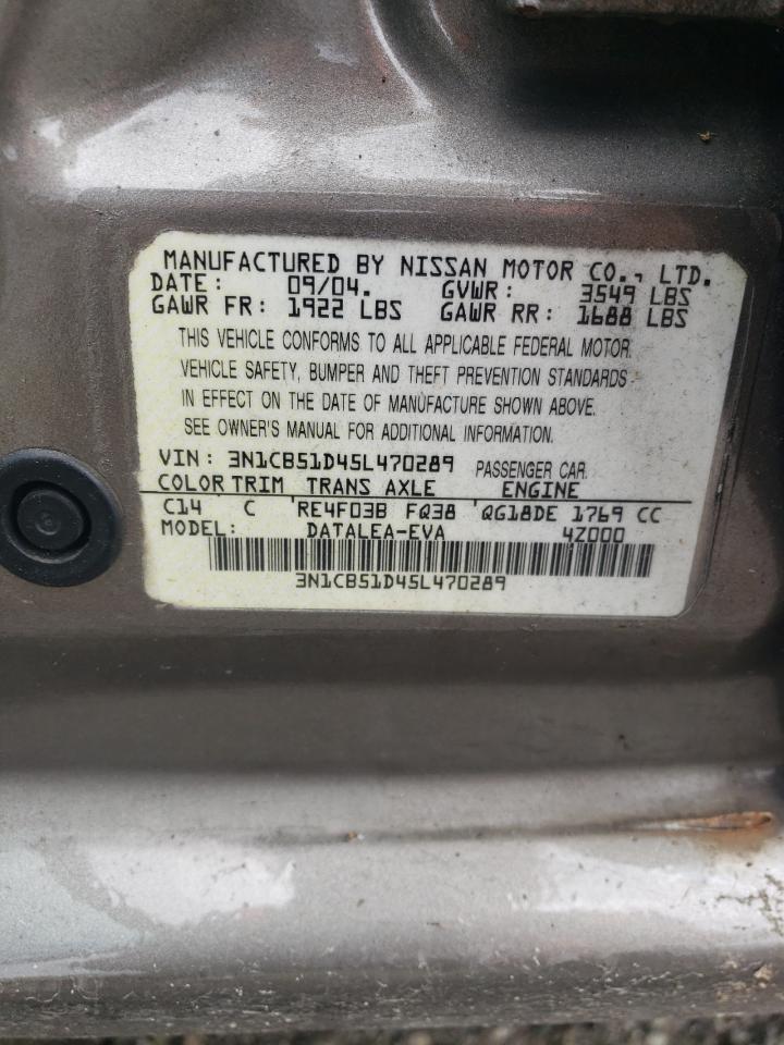 2005 Nissan Sentra 1.8 VIN: 3N1CB51D45L470289 Lot: 64269045