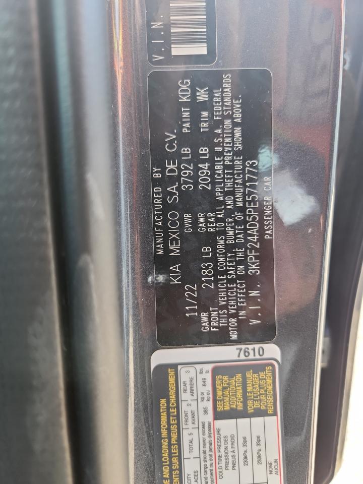 2023 Kia Forte Lx VIN: 3KPF24AD5PE571773 Lot: 64428395