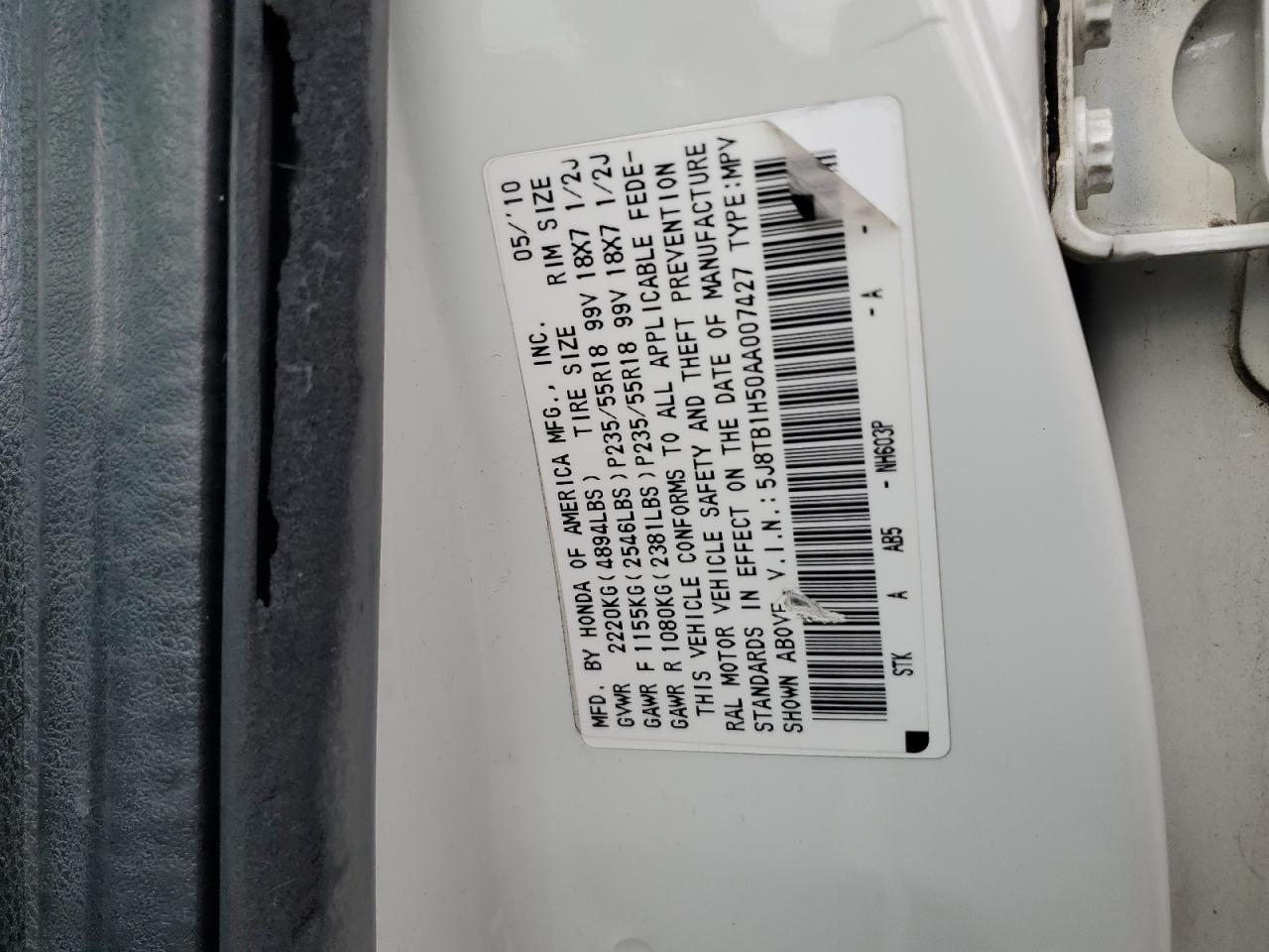 2010 Acura Rdx Technology VIN: 5J8TB1H50AA007427 Lot: 64040705