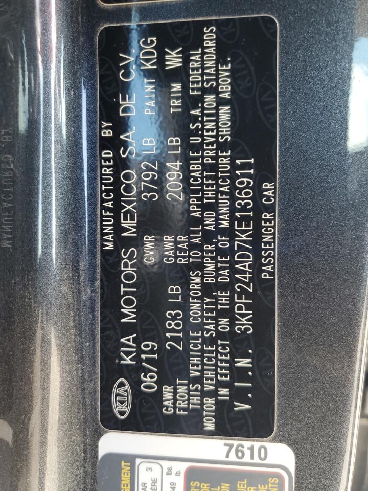 2019 Kia Forte Fe VIN: 3KPF24AD7KE136911 Lot: 64818685