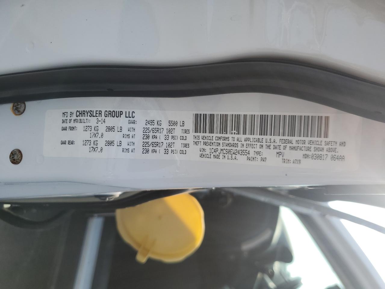 2014 Jeep Cherokee Latitude VIN: 1C4PJMCS0EW243554 Lot: 66153805