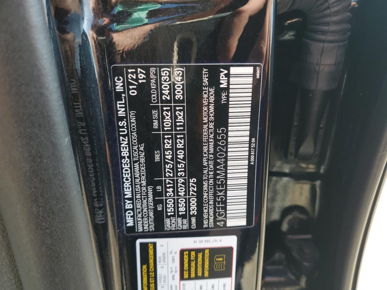 2021 Mercedes-Benz Gls 450 4Matic VIN: 4JGFF5KE5MA402655 Lot: 64124165