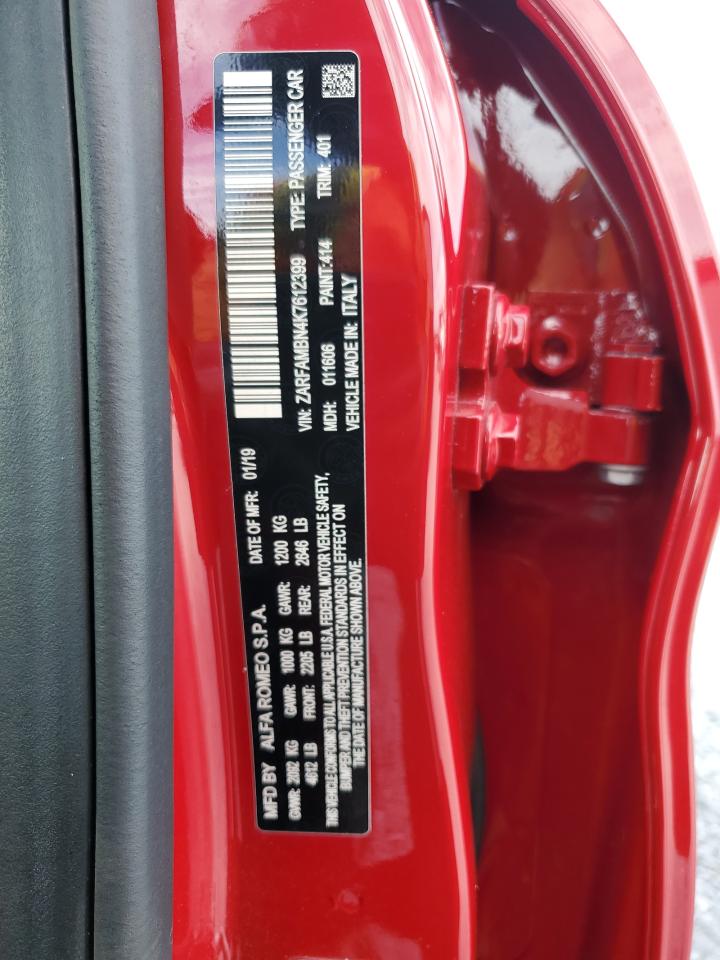 zarfambn4k7612399 ZARFAMBN4K7612399 2019 Alfa Romeo Giulia Ti