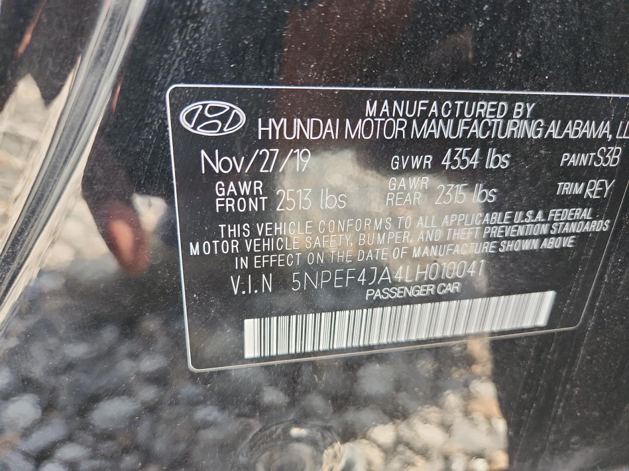 2020 Hyundai Sonata Sel VIN: 5NPEF4JA4LH010041 Lot: 63592345