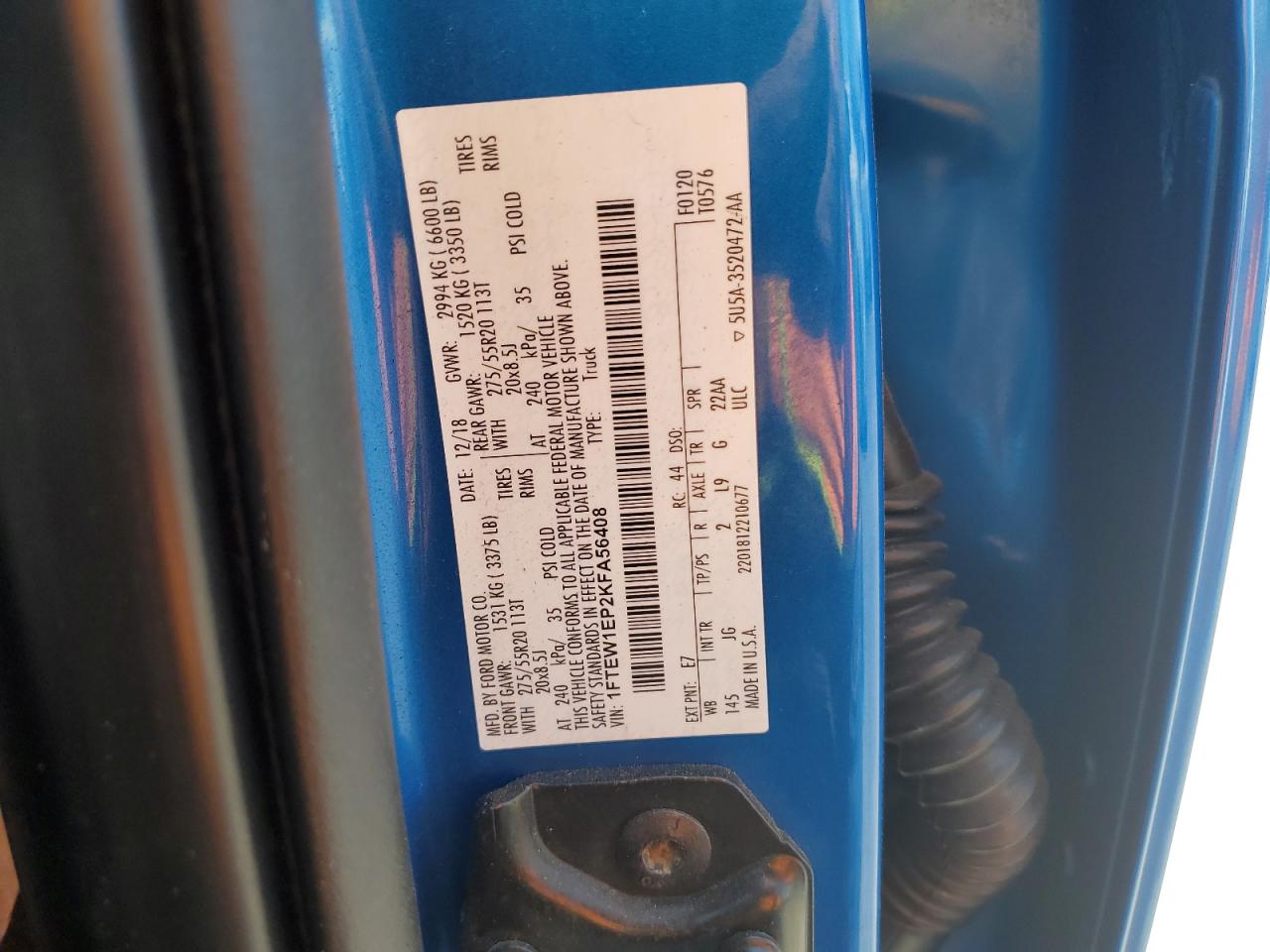 2019 Ford F150 Supercrew VIN: 1FTEW1EP2KFA56408 Lot: 65174945