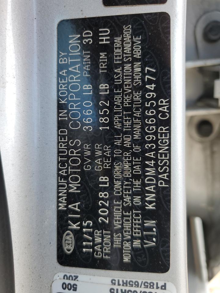 2016 Kia Rio Lx VIN: KNADM4A39G6659477 Lot: 65197995