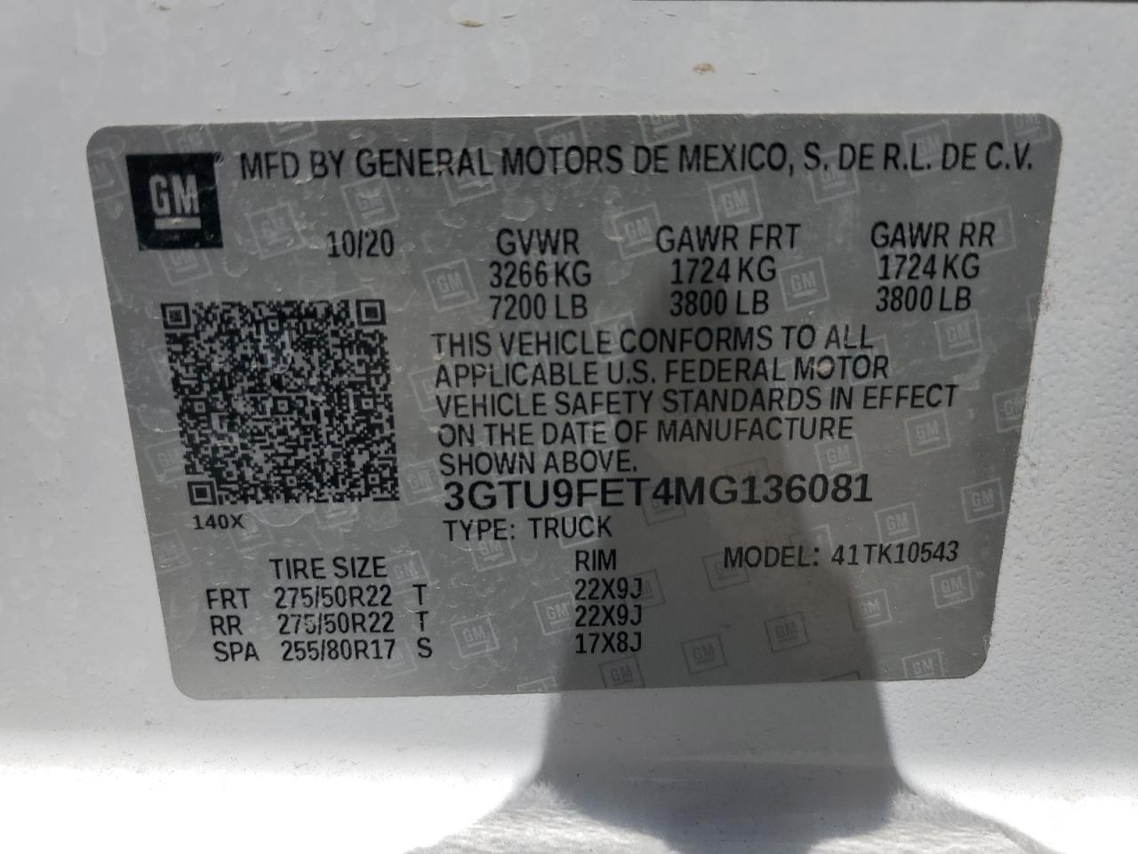 2021 GMC Sierra K1500 Denali VIN: 3GTU9FET4MG136081 Lot: 64041595
