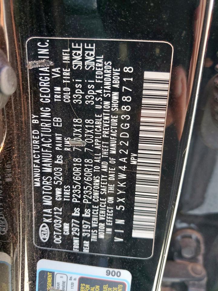 2013 Kia Sorento Sx VIN: 5XYKW4A22DG388718 Lot: 56213405