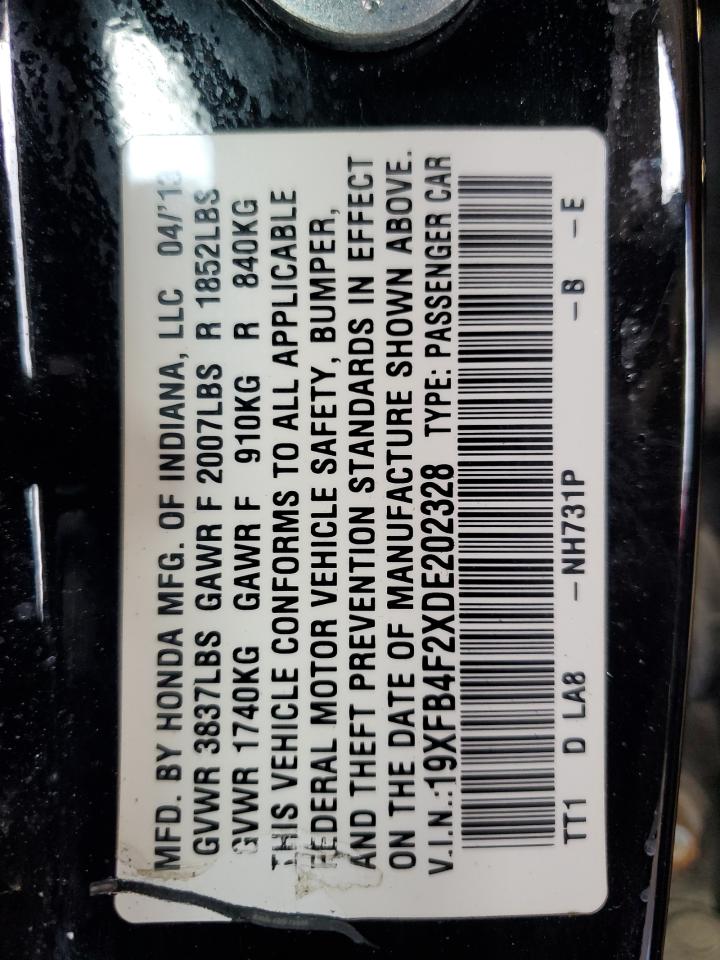 2013 Honda Civic Hybrid VIN: 19XFB4F2XDE202328 Lot: 64513485