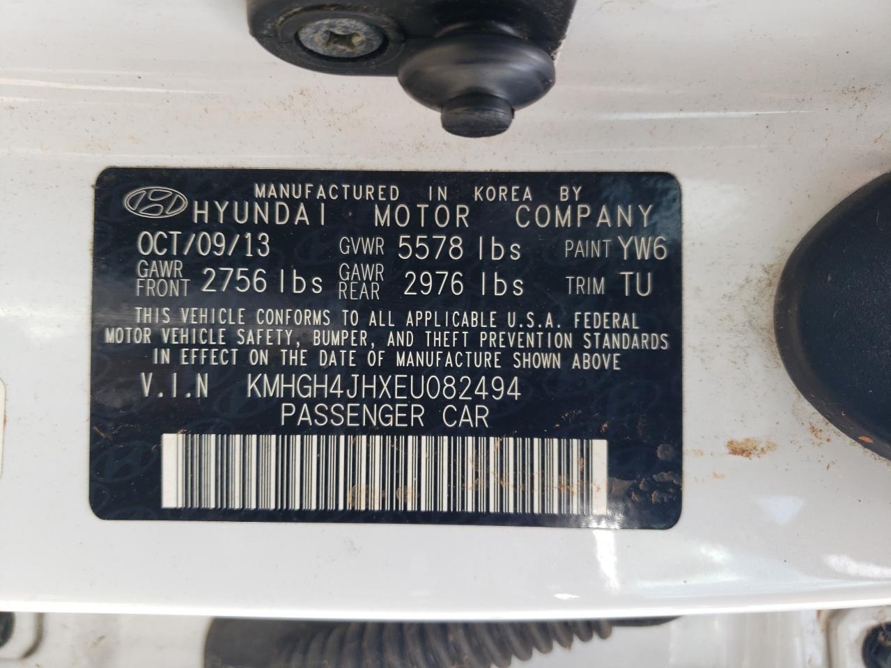 2014 Hyundai Equus Signature VIN: KMHGH4JHXEU082494 Lot: 64652485