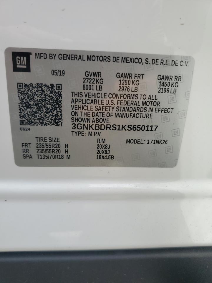 2019 Chevrolet Blazer 3Lt VIN: 3GNKBDRS1KS650117 Lot: 63847565