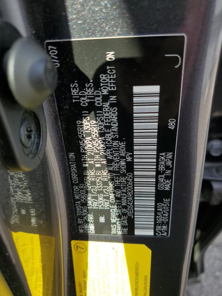 2008 Toyota Highlander Limited VIN: JTEDS42A982006450 Lot: 65479535