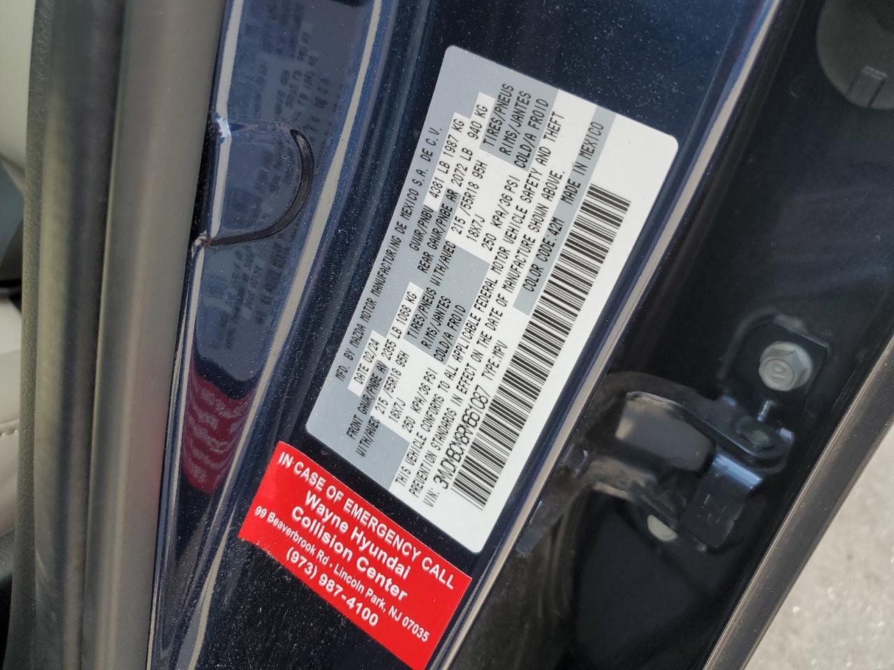 2024 Mazda Cx-30 Preferred VIN: 3MVDMBCM8RM661087 Lot: 63032405