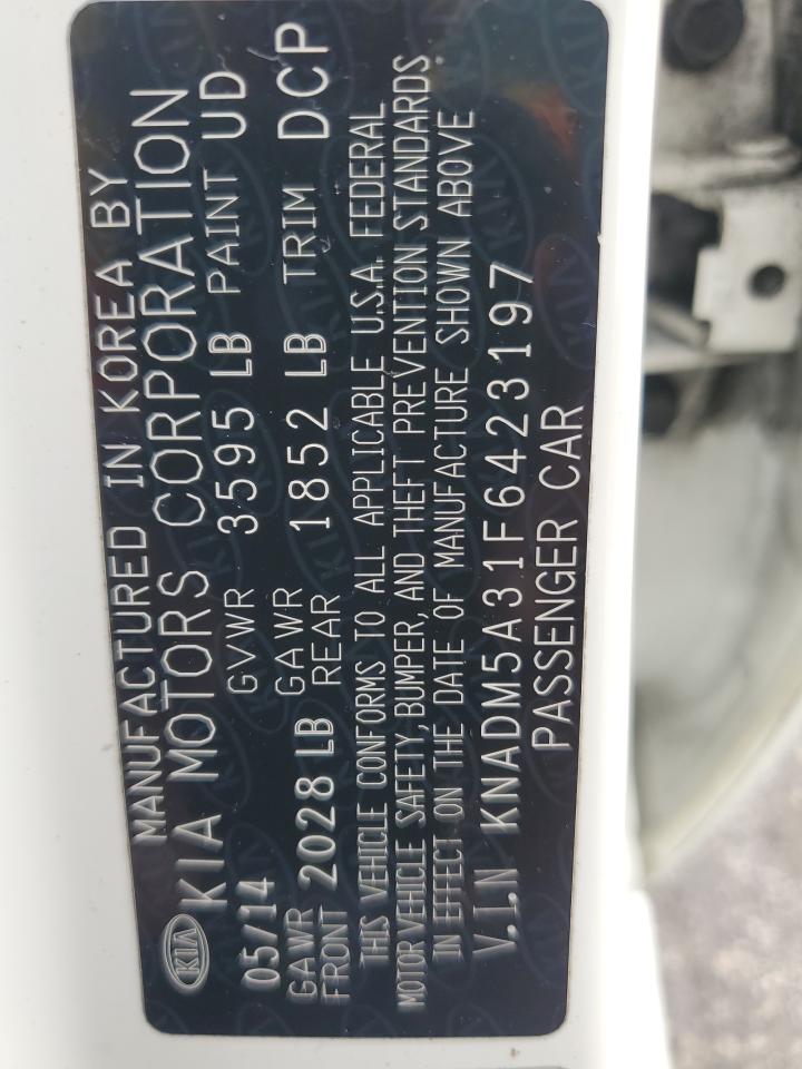 2015 Kia Rio Lx VIN: KNADM5A31F6423197 Lot: 61615085