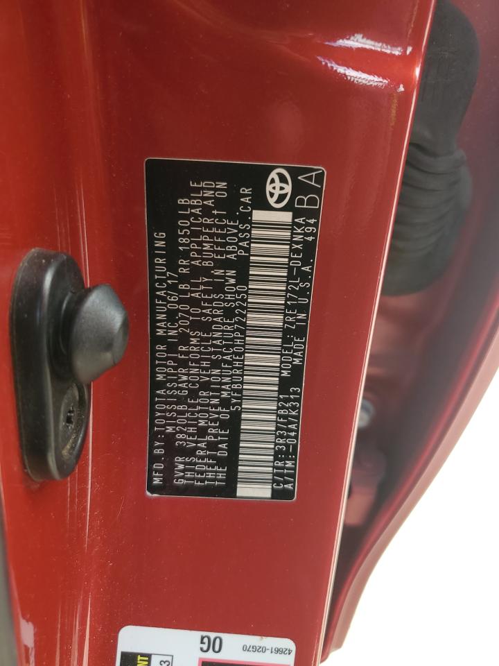 5yfburhe0hp722250 5YFBURHE0HP722250 2017 Toyota Corolla L