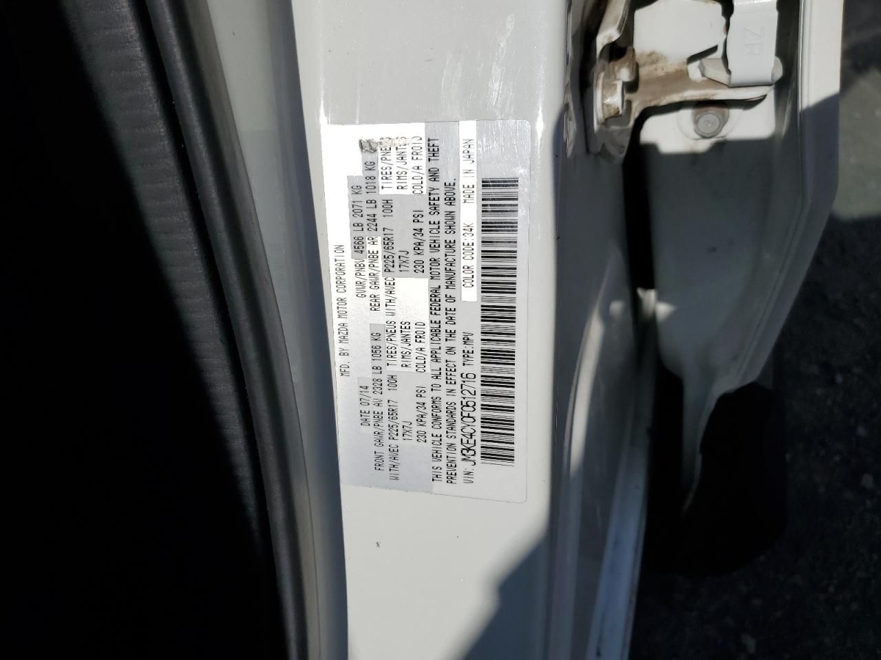 2015 Mazda Cx-5 Touring VIN: JM3KE4CY0F0512716 Lot: 64318575