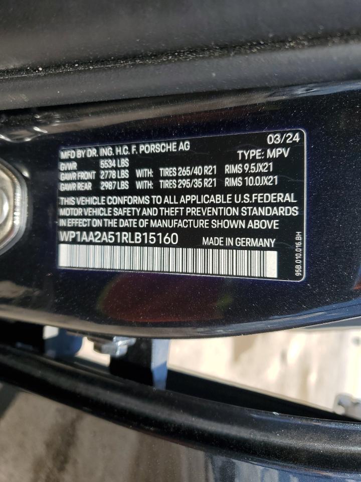 2024 Porsche Macan Base VIN: WP1AA2A51RLB15160 Lot: 64686685
